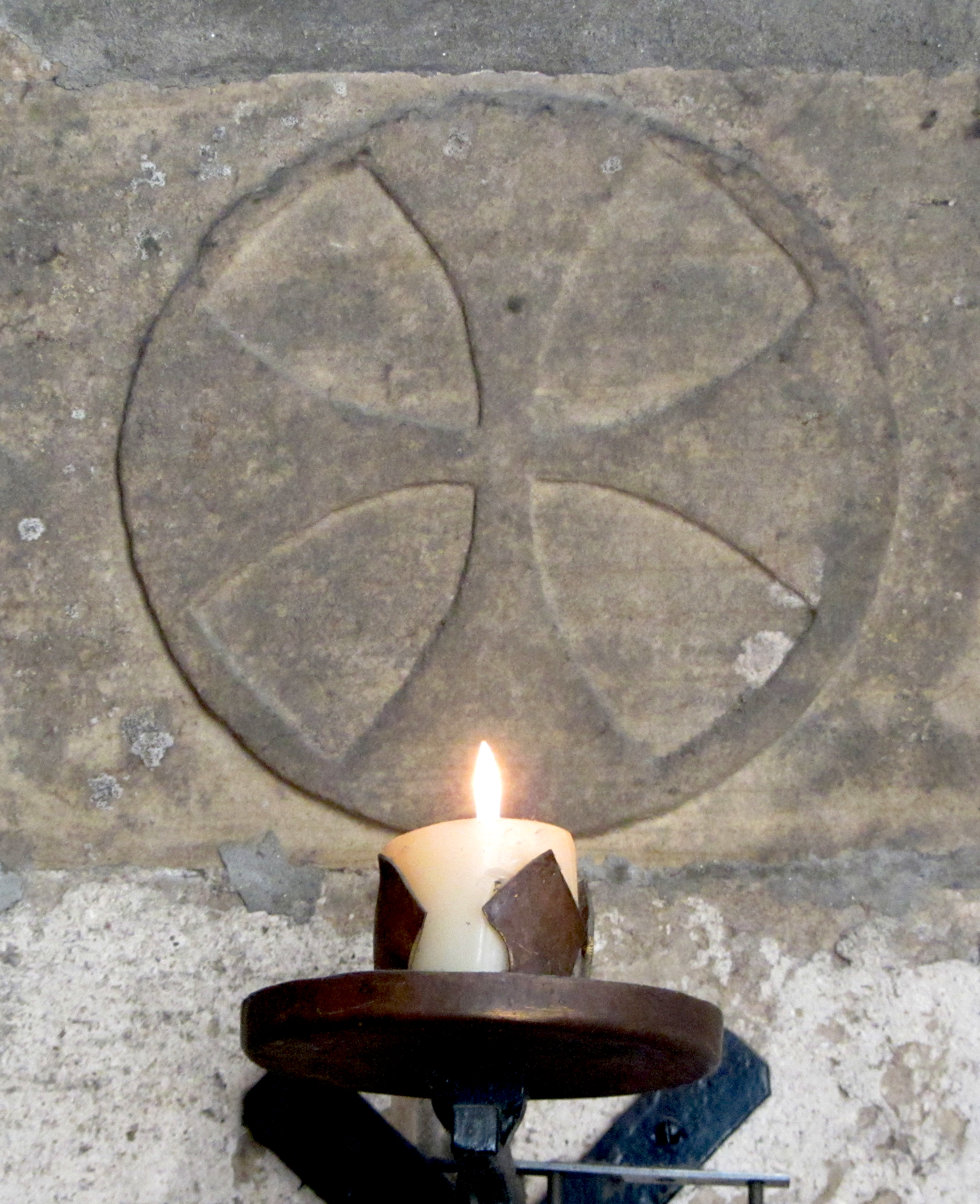 A consecration cross at Pluscarden Abbey