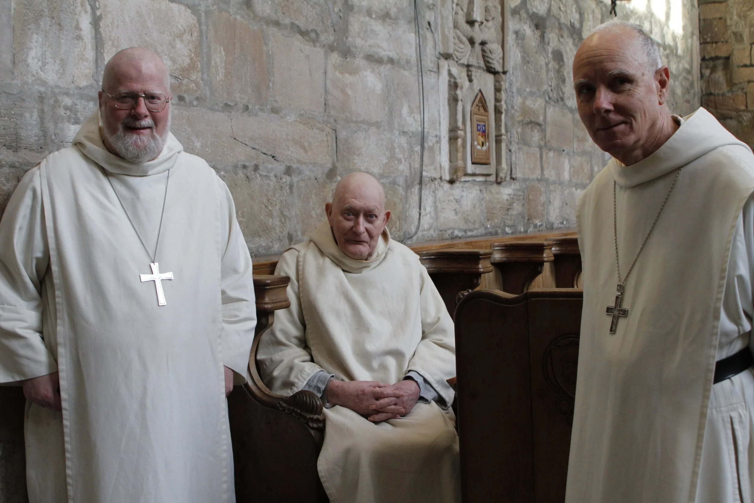 Fr. Abbot Anselm, Dom Adrian, Abbot Francis of Prinknash (left-right)