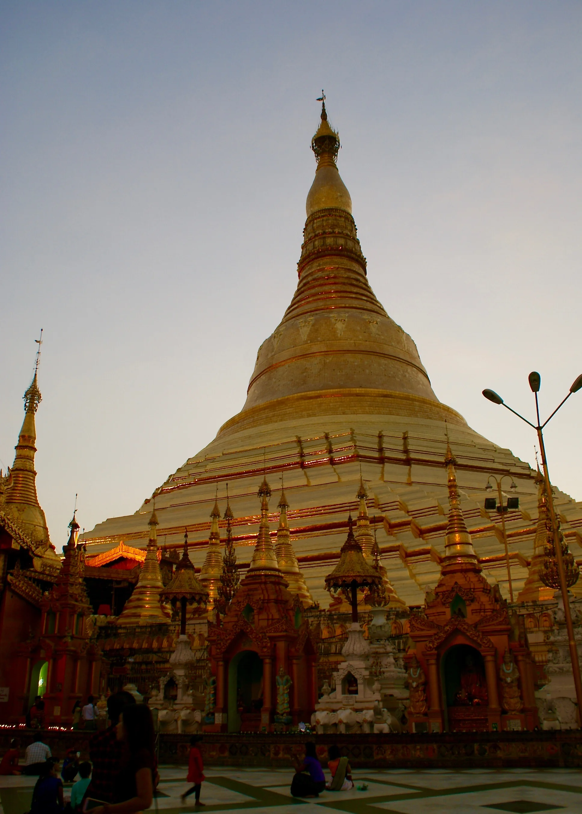 The Shwedagon Paya at sunset is a site to behold. There are few photos that can even begin to do it justice. The giant golden pagoda reflects light everywhere, it's a beacon that can be seen from miles away around the city of Yangon.