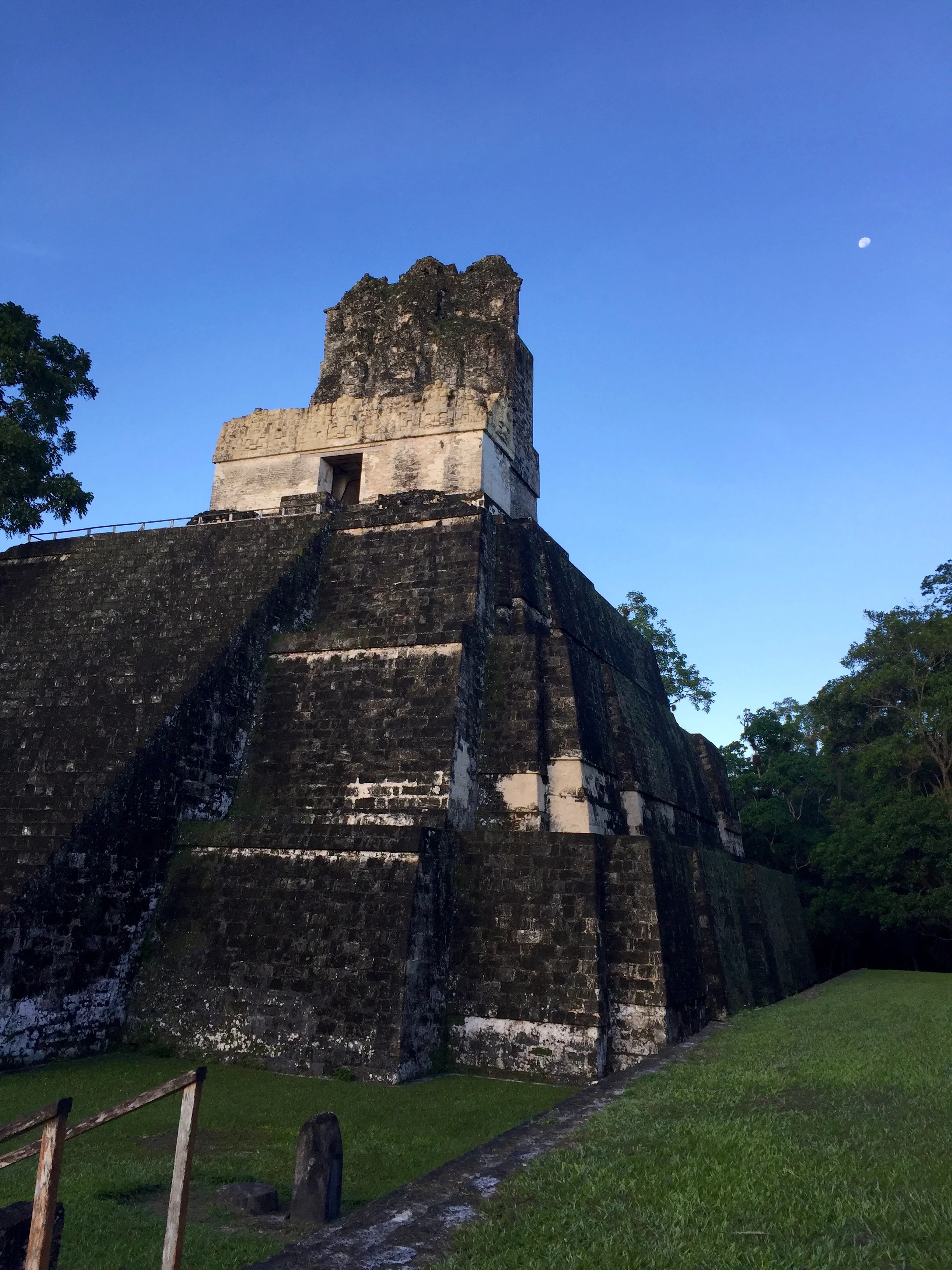 A view of one of the Tikal temples in daylight. The advantage of arriving in the park at sunrise is that the area is practically empty for the first few hours of daylight, so it's easy to imagine what it was like hundreds of years ago.