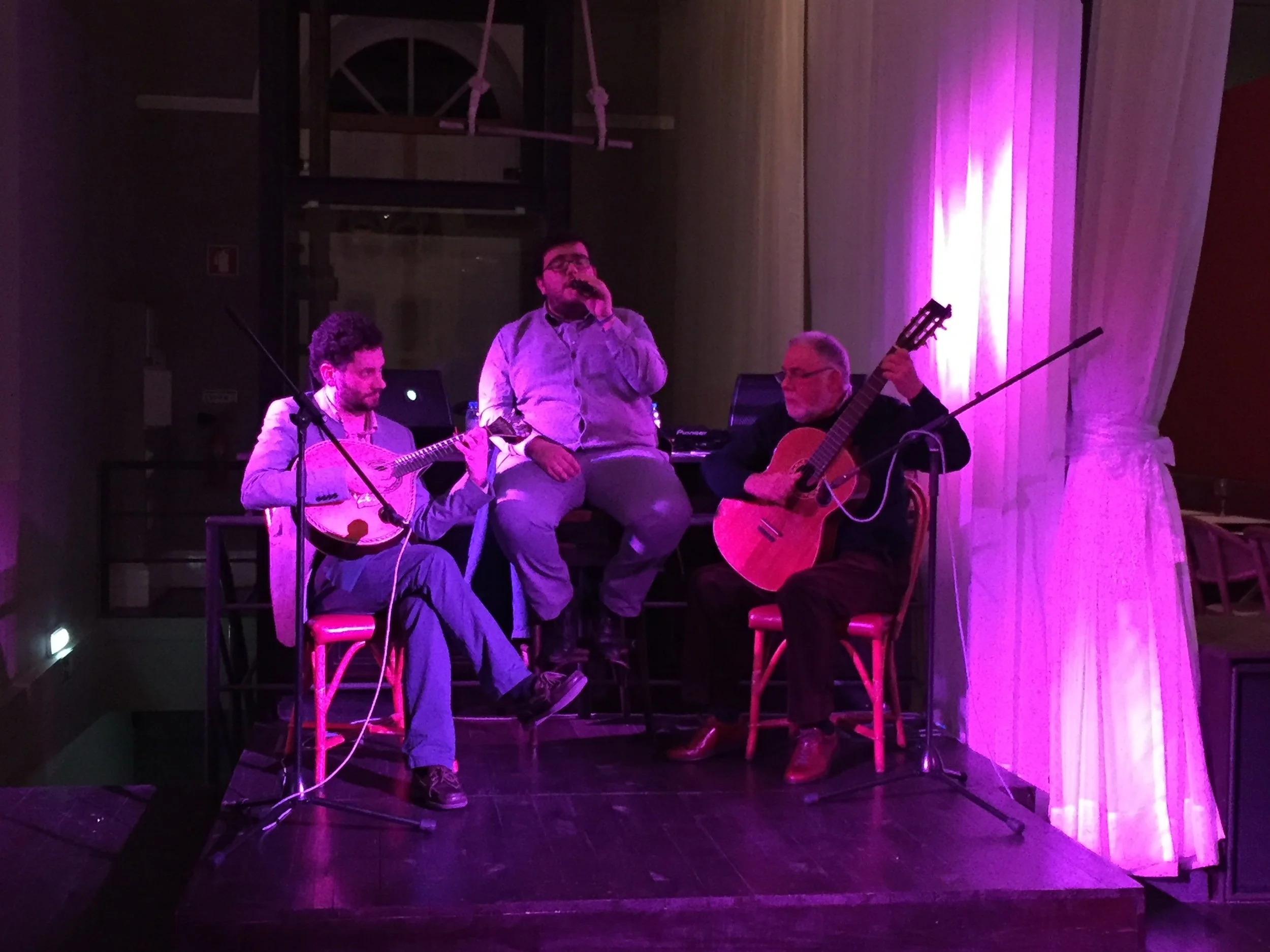 One of my last nights in Porto, I had a small adventure with my two new friends. We had heard of decent place to listen to Fado in the outskirts of town, but the tram had stopped running to that part of town, so we had to find an alternative. First we ended up at a tourists Fado dinner show, where the food was grossly overpriced and according to reviews, "not so great." So we left and decided to just find a good meal at a restaurant that Anna's friends had suggested. When we showed up there, they were overbooked, but suggested we try their sister restaurant upstairs. Turns out their sister restaurant, Talisman , had delicious food AND a Fado show...everything worked out, even better than we had planned. And it was the perfect night out. 