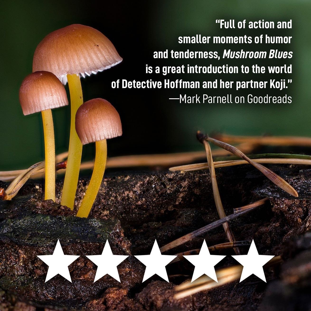 I love hearing what readers think of #MushroomBlues, and this 5⭐️ review from Mark Parnell was such a pleasure to read. Thank you for the positive review 🍄💙

BUY IT TODAY in paperback/hardcover/eBook on Amazon or read it FREE on Kindle Unlimited.
&
