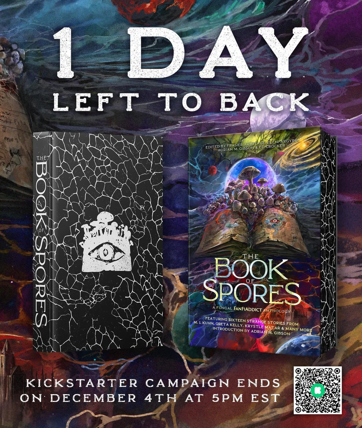 Only 1 MORE DAY until THE BOOK OF SPORES Kickstarter campaign wraps up! We can&rsquo;t believe it&rsquo;s almost over, but the @fanfiaddict team is blown away by the support our moldy anthology has received. THANK YOU ALL 🍄🍄&zwj;🟫

You can still b