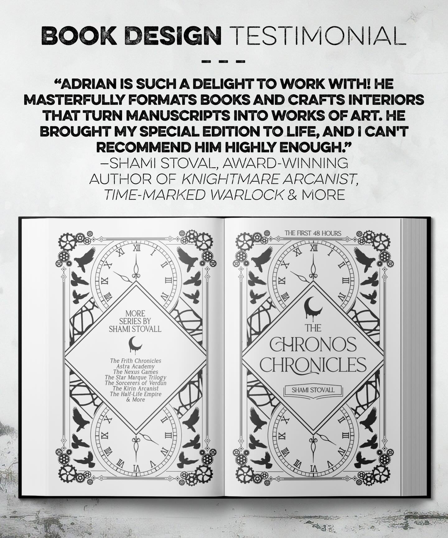 📚 BOOK DESIGN TESTIMONIAL 📚
As a big fan of @gameoverstation&rsquo;s The Chronos Chronicles urban fantasy series, it was a massive privilege to design and format the interior for her deluxe edition of books 1 and 2. Thank you, Shami! 

Consider hir