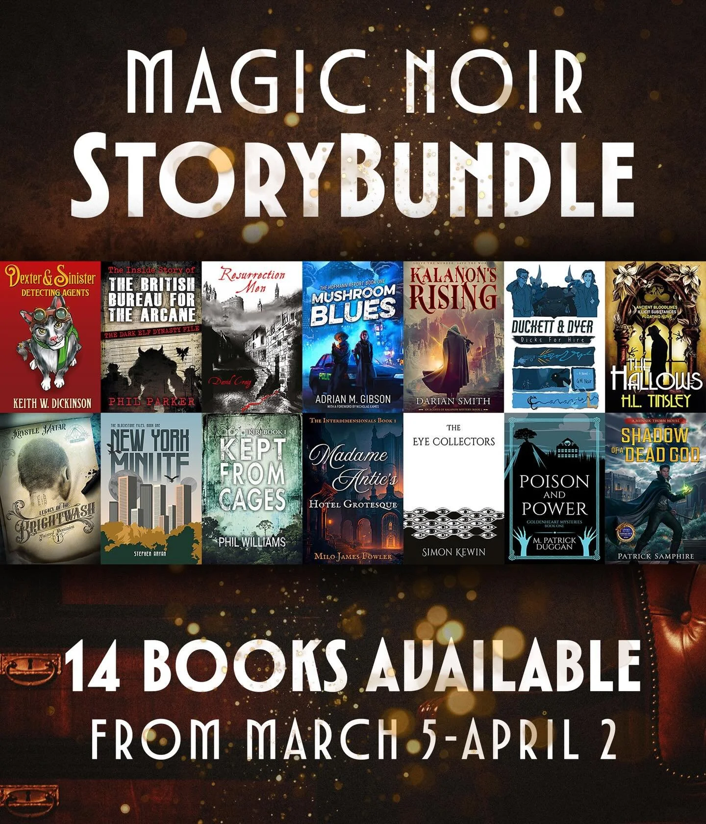 ✨MAGIC NOIR STORY BUNDLE✨
I&rsquo;m excited to share that my novel Mushroom Blues is part of this eBook bundle on StoryBundle, including 14 amazing SFF noir titles by @krystlematar @stephenaryan_writer @hltinsleywrites @ordshawphil @patricksamphire @