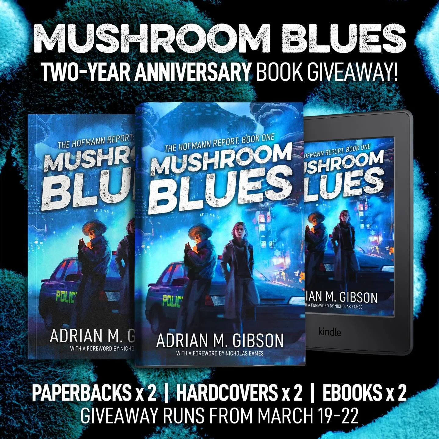 📚 INSTAGRAM BOOK GIVEAWAY 📚
To celebrate 2 years of MUSHROOM BLUES, I&rsquo;m giving away digital and physical copies of my award-winning fungal noir debut!!! Prizes include:
&bull; 2 x eBook editions
&bull; 2 x paperback editions
&bull; 2 x hardco