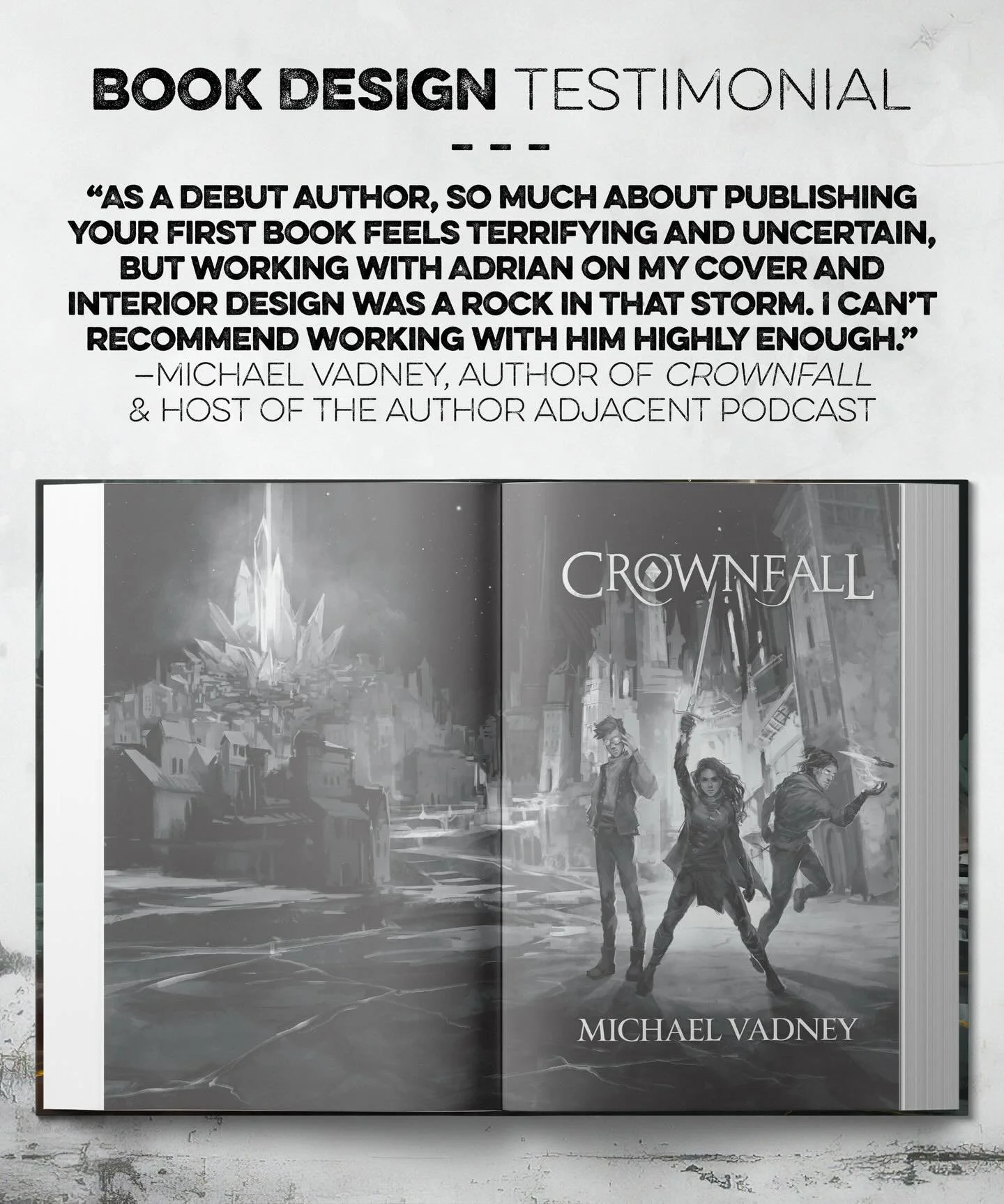 📚 BOOK DESIGN TESTIMONIAL 📚
I&rsquo;ve come to really cherish the friendship I have with @michael_vadney, so working on the design for his debut novel Crownfall felt extra special. Thanks for the trust and the kind words, my friend.

Consider hirin