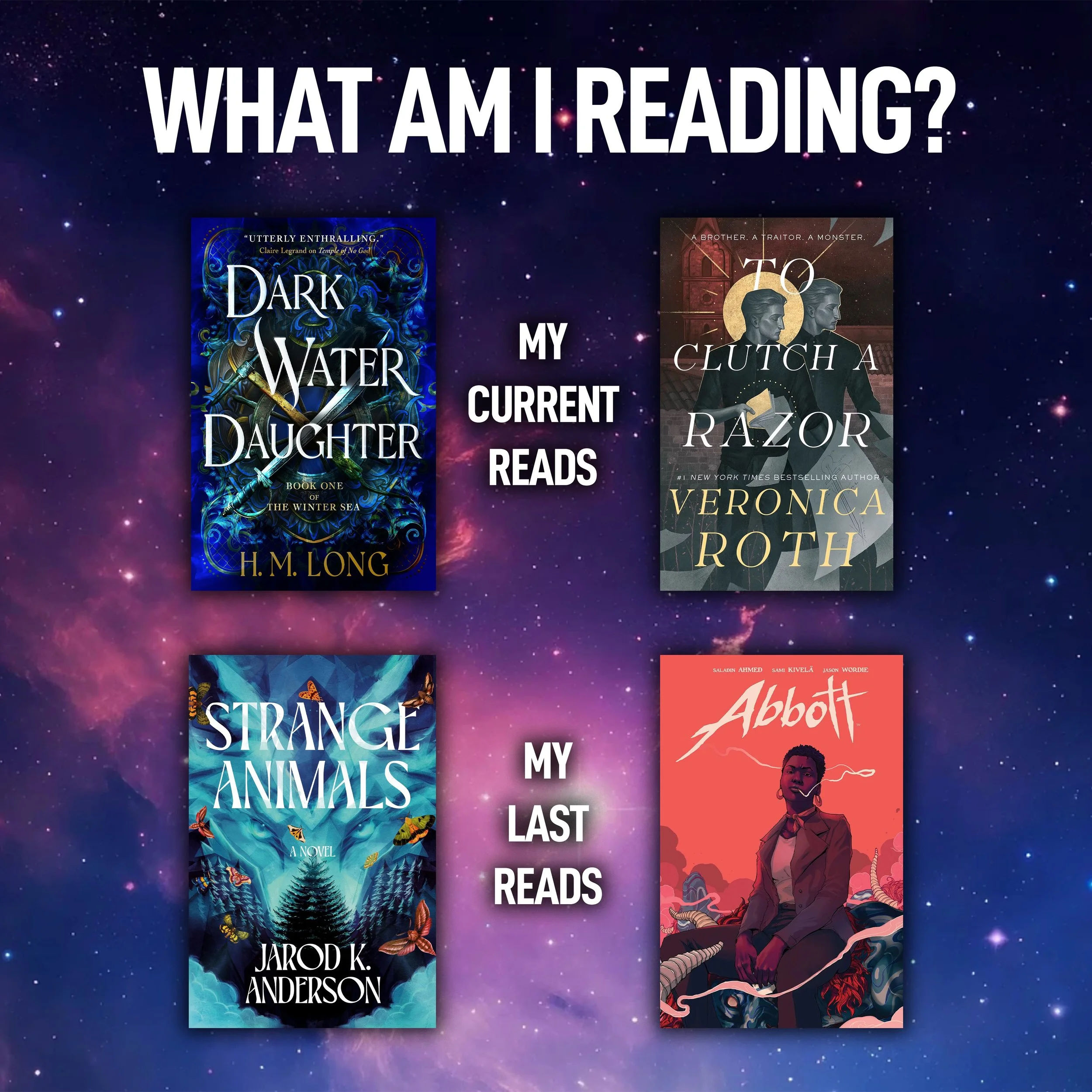 What are you all reading? I had another excellent month of reading, during which I finished the brilliant Strange Animals by @cryptonaturalist and Abbott, a great comic by Saladin Ahmed. I&rsquo;m still reading Dark Water Daughter by @hmlongbooks (it