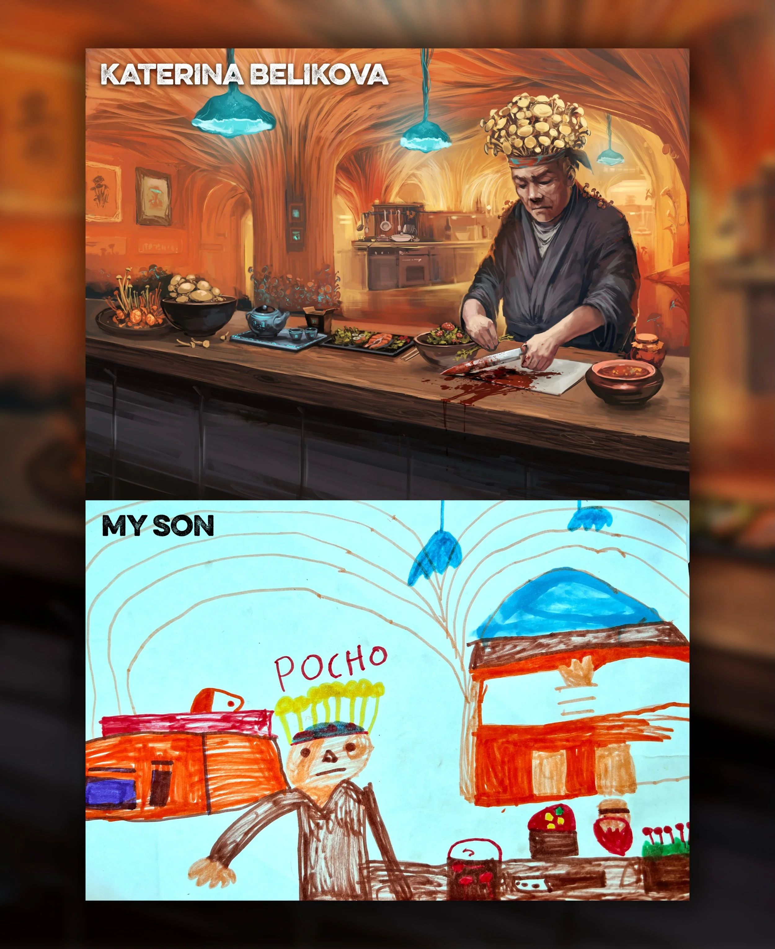 Who did it better? 🤔🍄
My son snagged an extra copy of my novel A Murder Most Fungal and drew his own version of @ninjajo_art&rsquo;s incredible cover artwork. My protagonist Pocho Jiro has never looked so good 😏