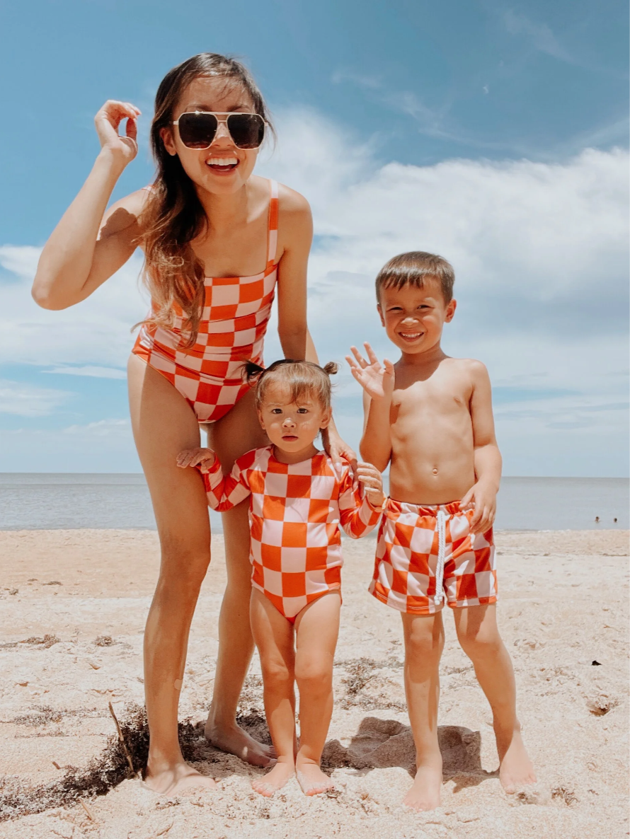 Khali Board Short in Sunset Checkered