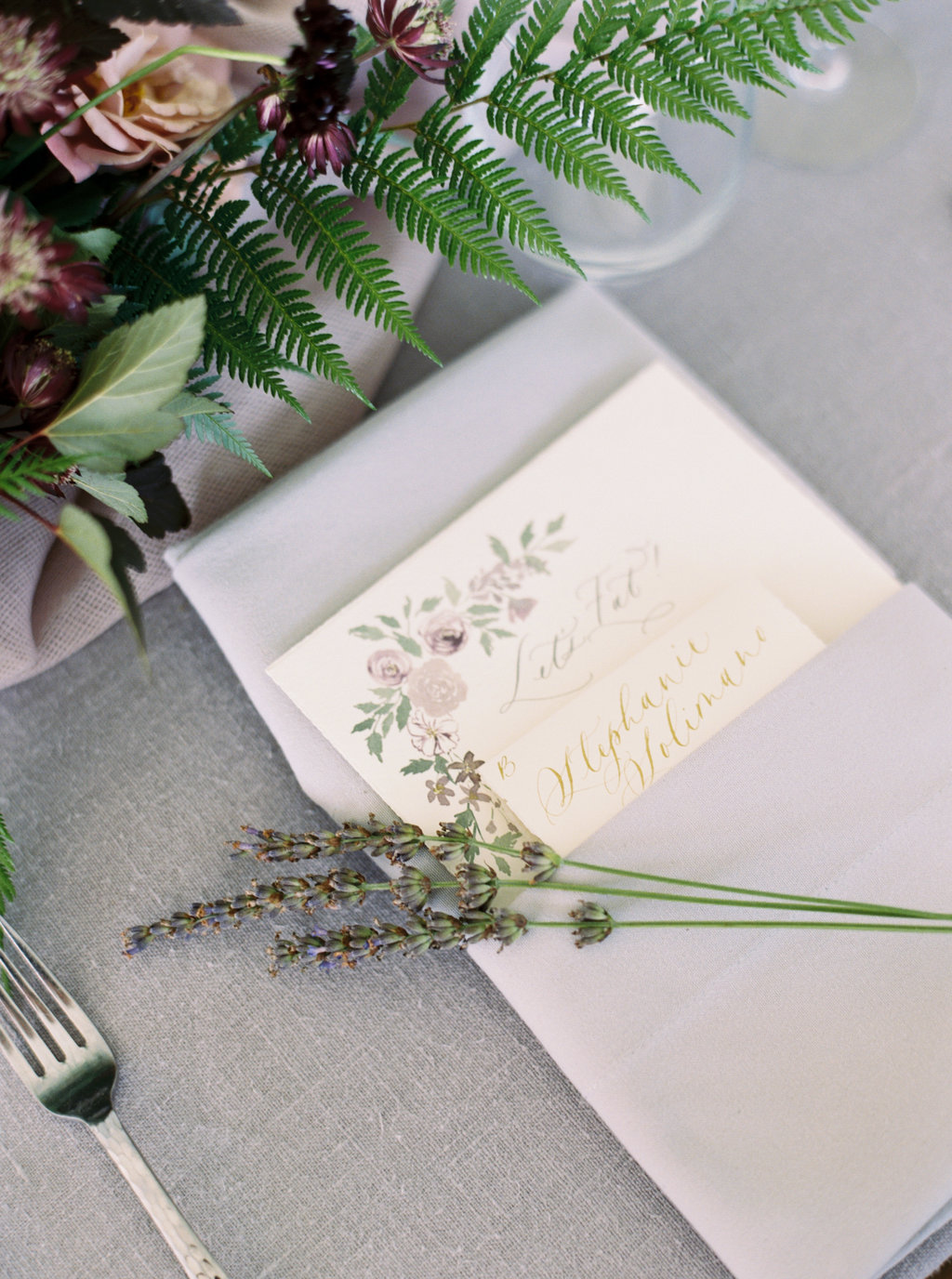 Custom wedding menu.