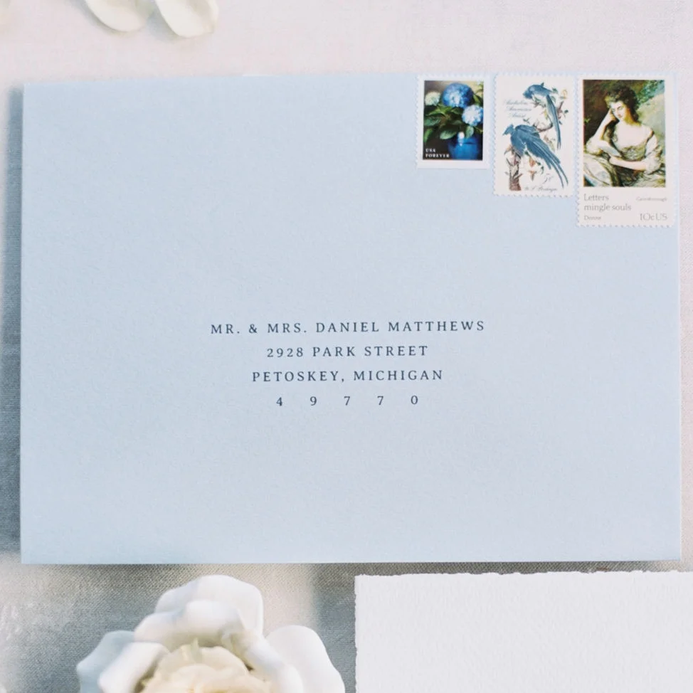 Printed guest addresses for weddings.