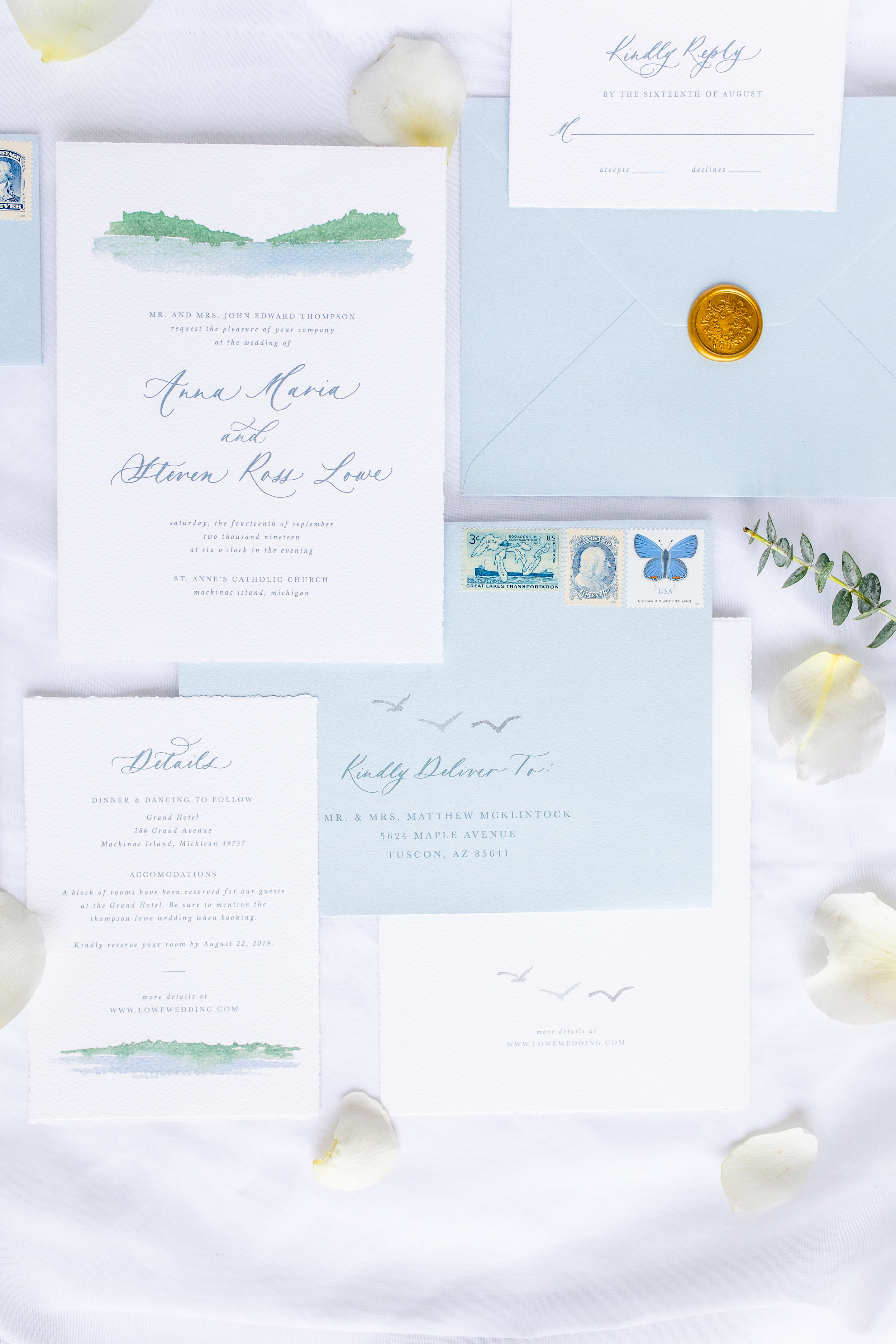 Fine Art Destination Wedding Invitations Watercolor