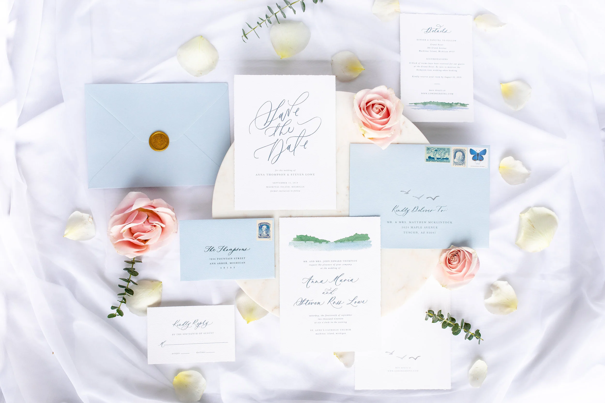 Fine Art Destination Wedding Invitations Watercolor