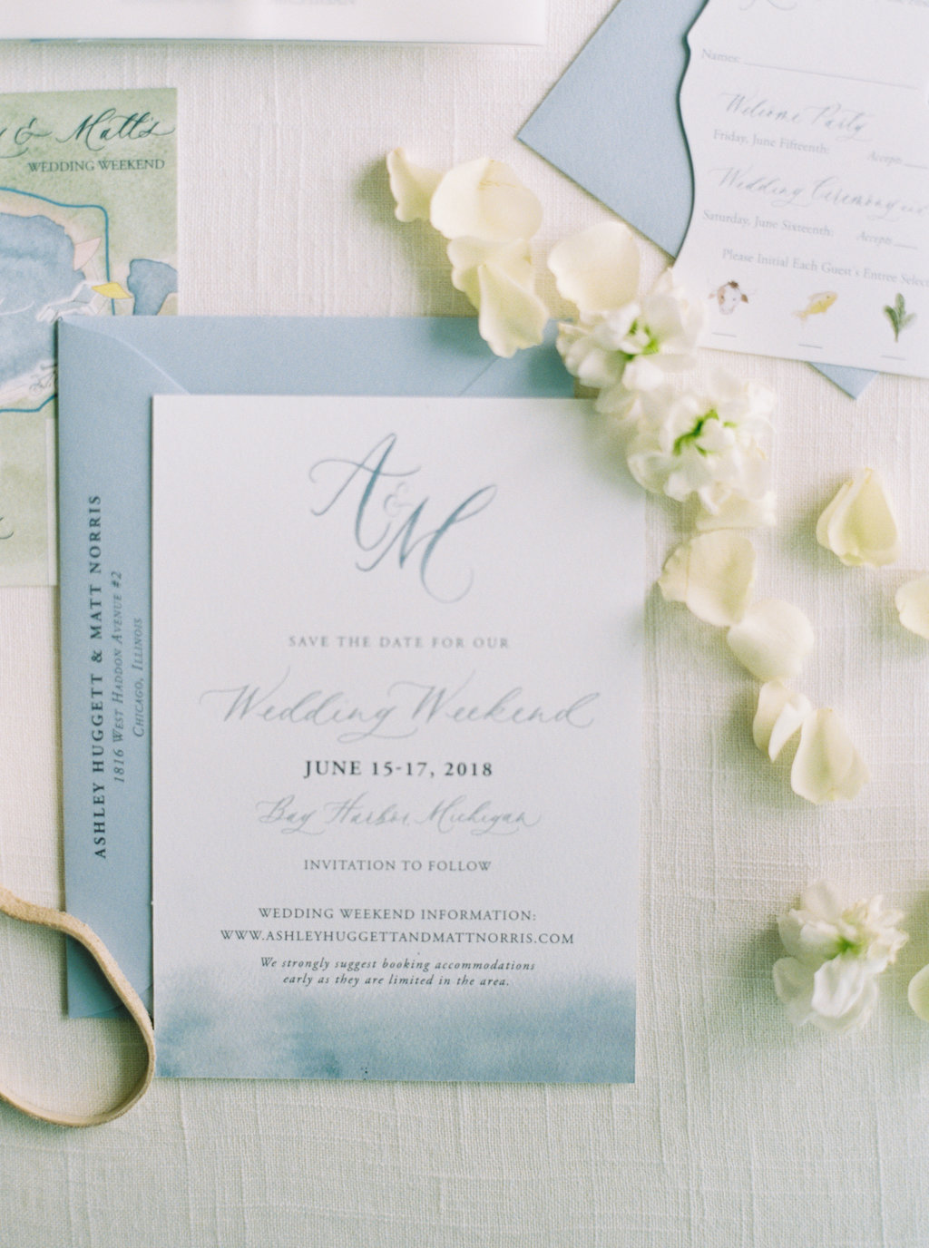 Watercolor Michigan Wedding Invitations