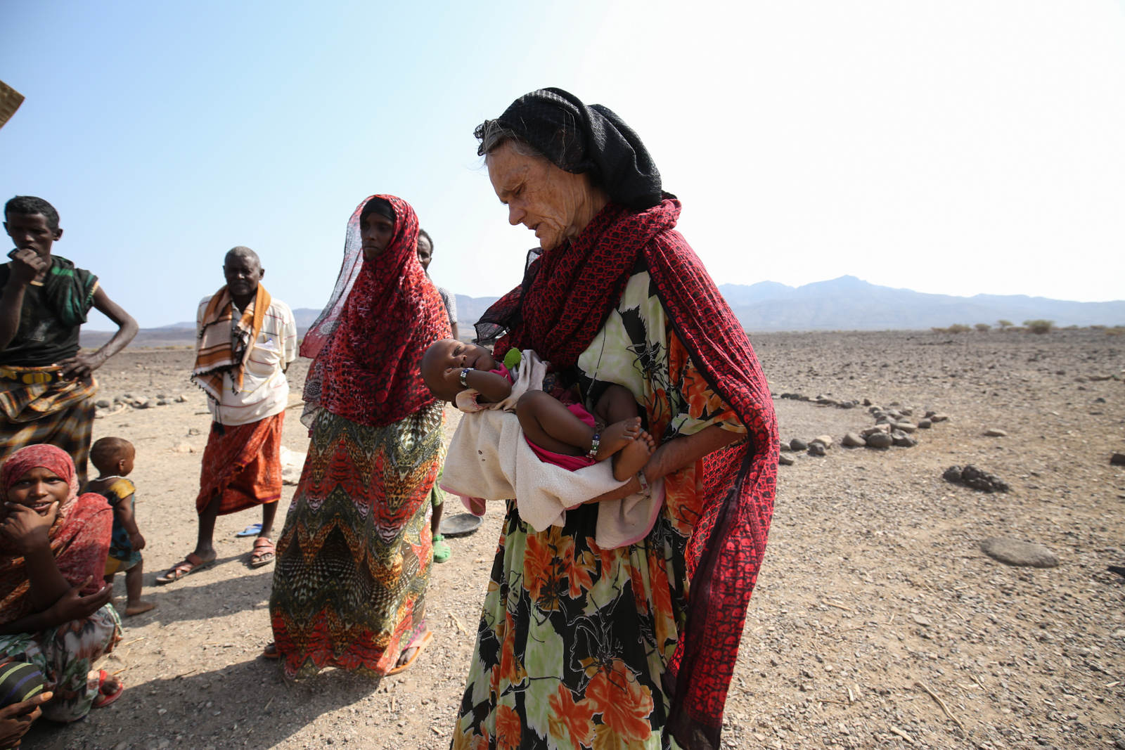 Valerie Browning in Afar region with APDA delivering emergency drought relief activities in March 2016