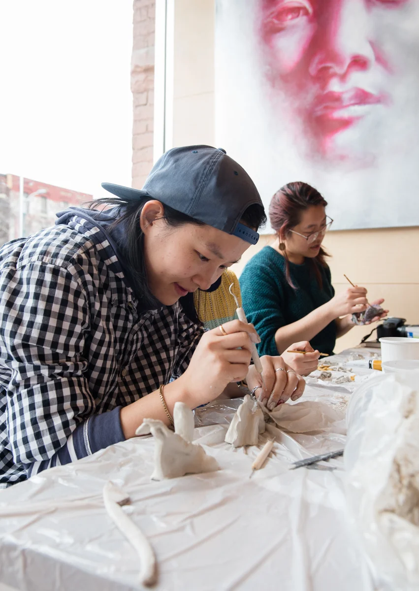 Local arts collective Project 40’s sculpture workshop, 2017.