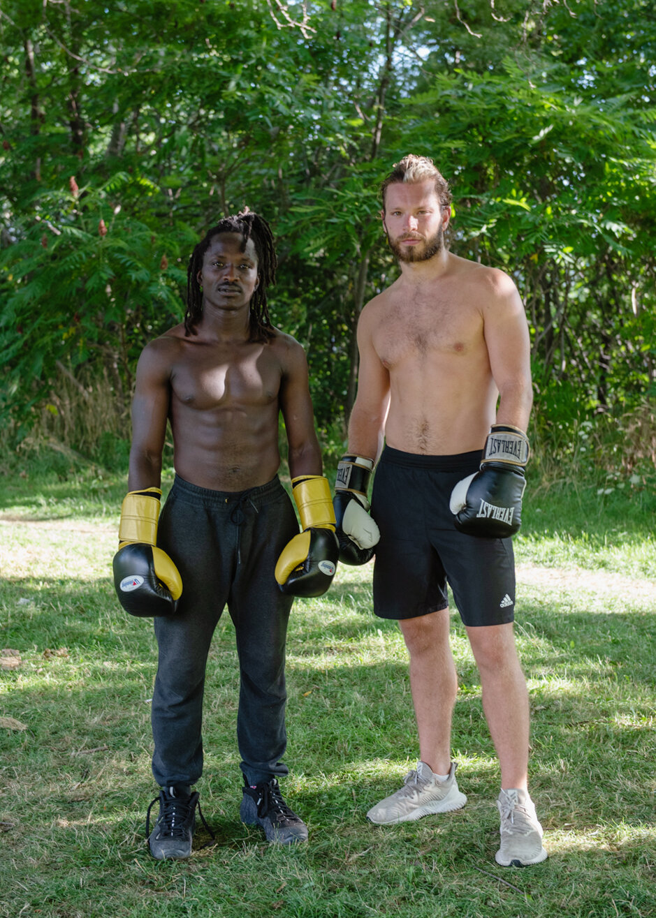  Godfrey and Jared boxing at Earlscourt Park in Toronto 