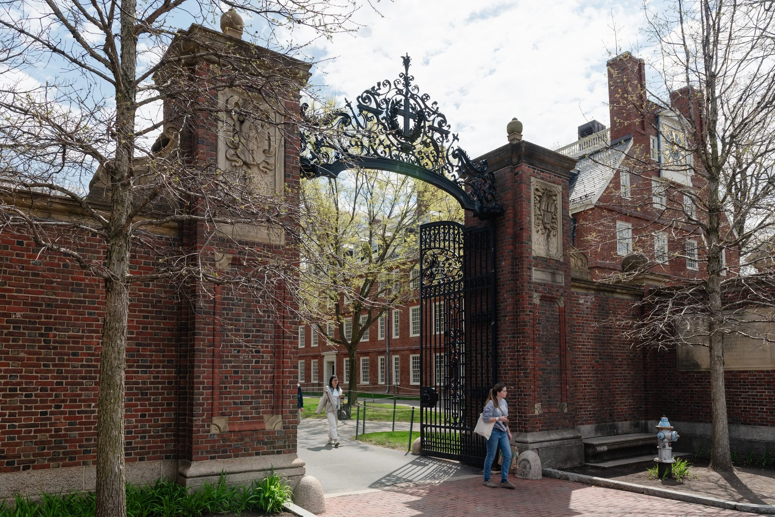 The Johnston Gate at Harvard University in Cambridge, Massachusetts.