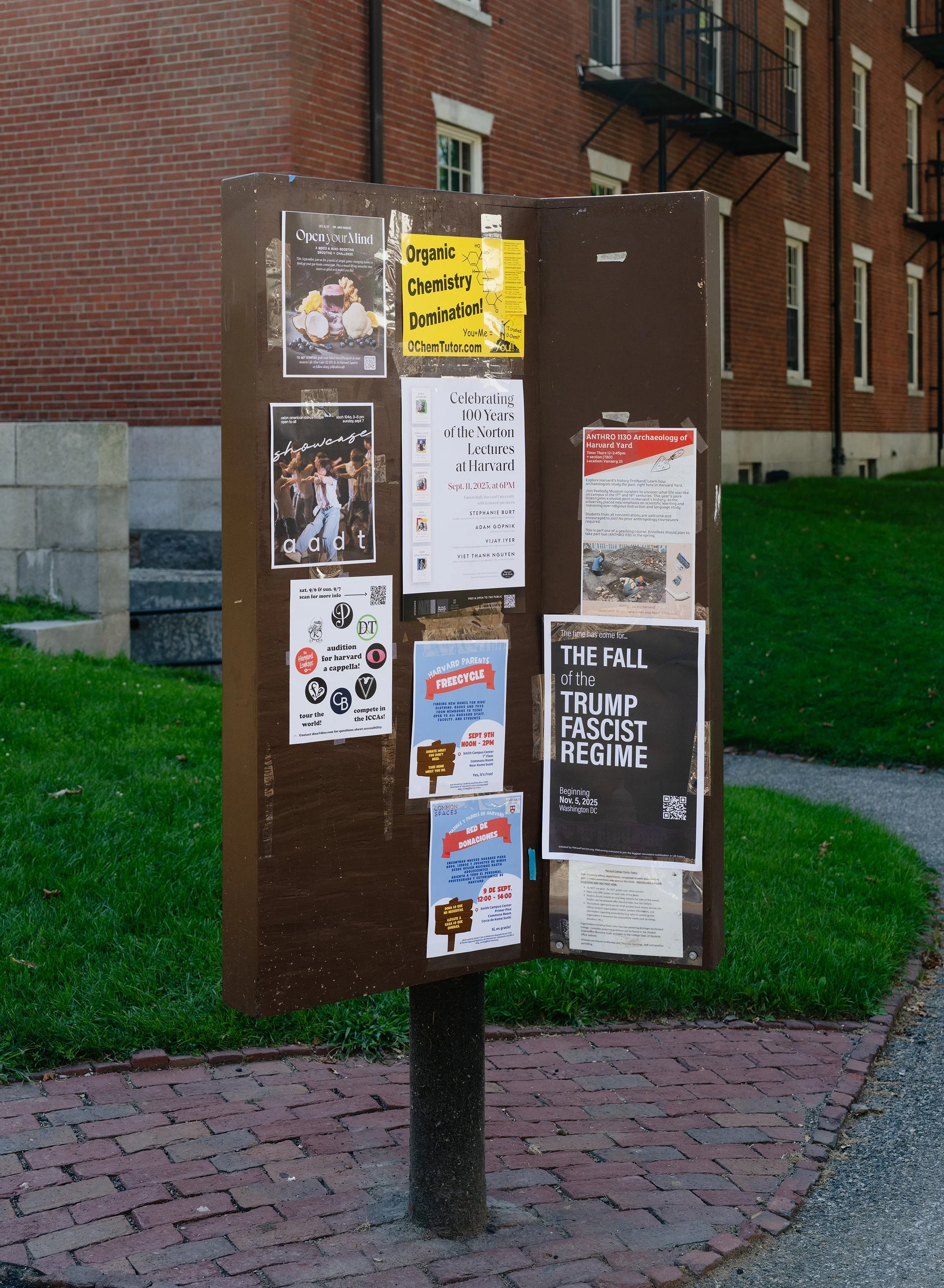 A bulletin board on Harvard campus on Tuesday, September 2, 2025.