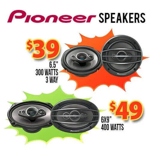 Pioneer speakers and stereo system.