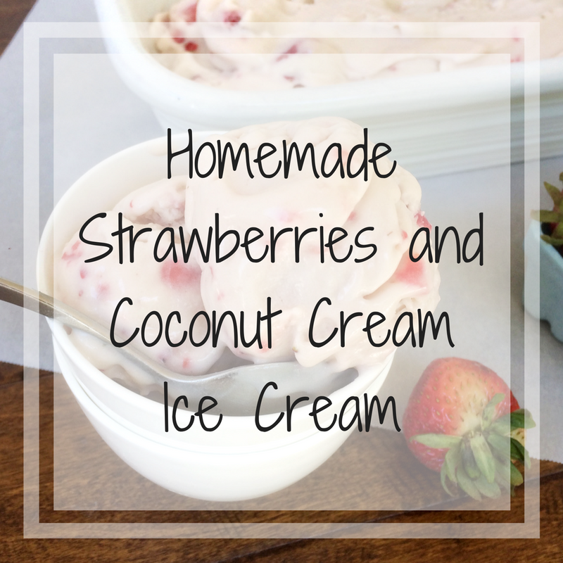 Strawberries and coconut cream homemade ice cream