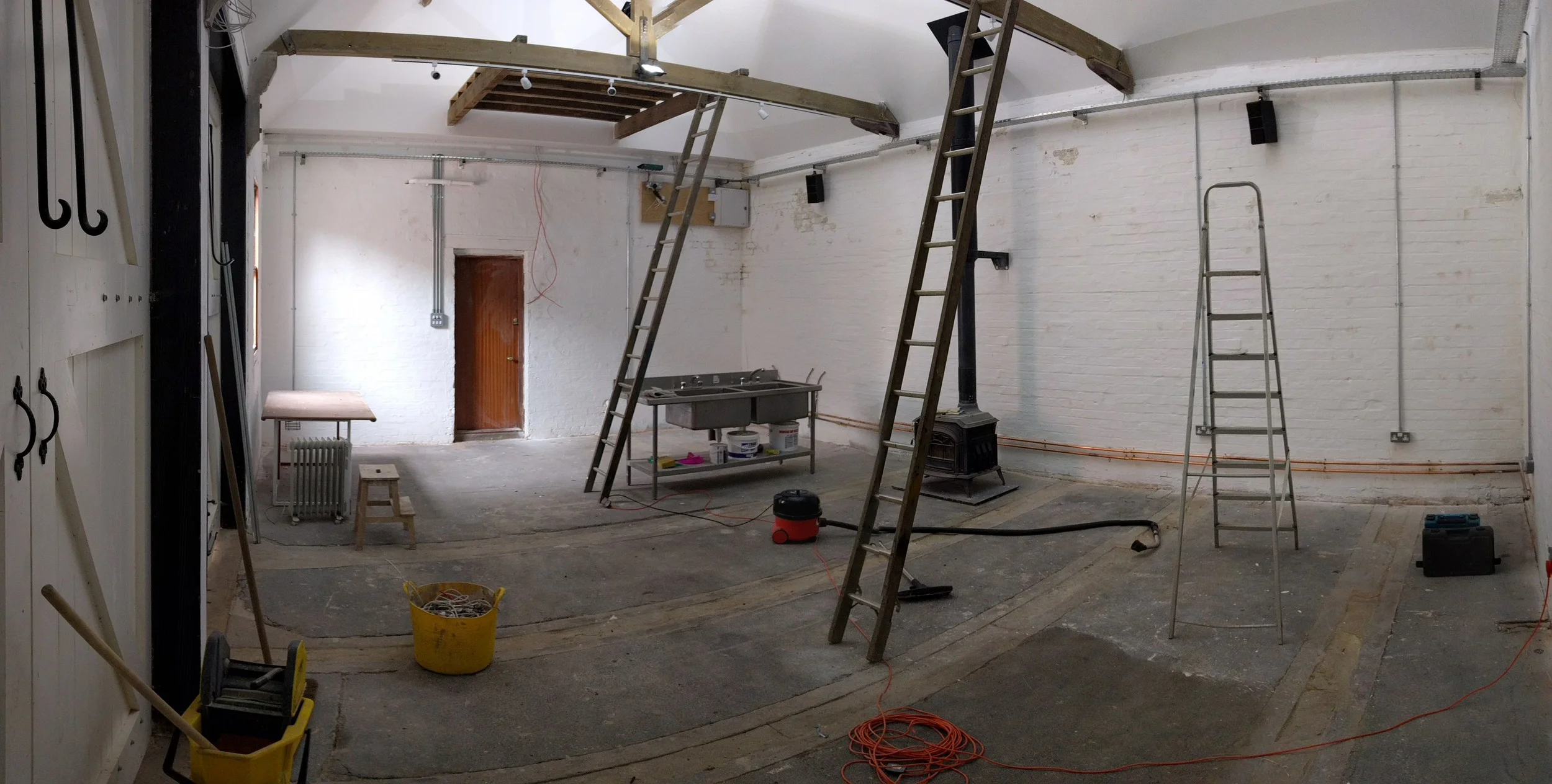 Well we're getting there now! Painted, plumbed in, electrics starting to go in... A good old clean is needed though.