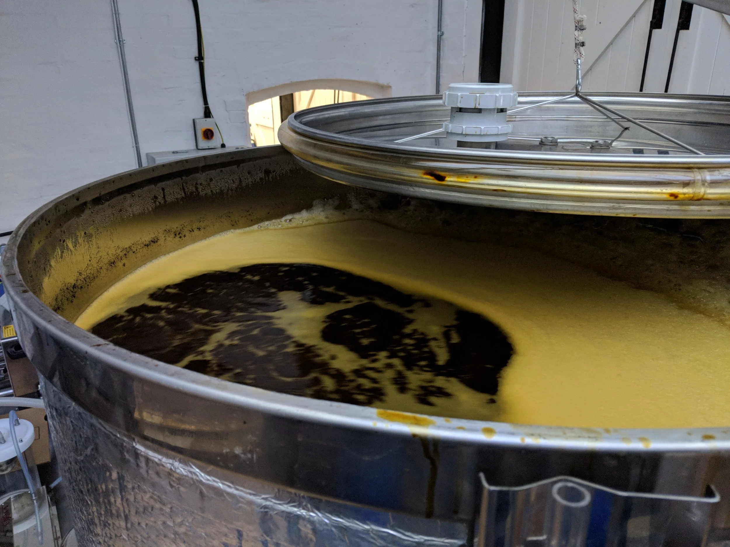 Molasses fermenting in the distillery.