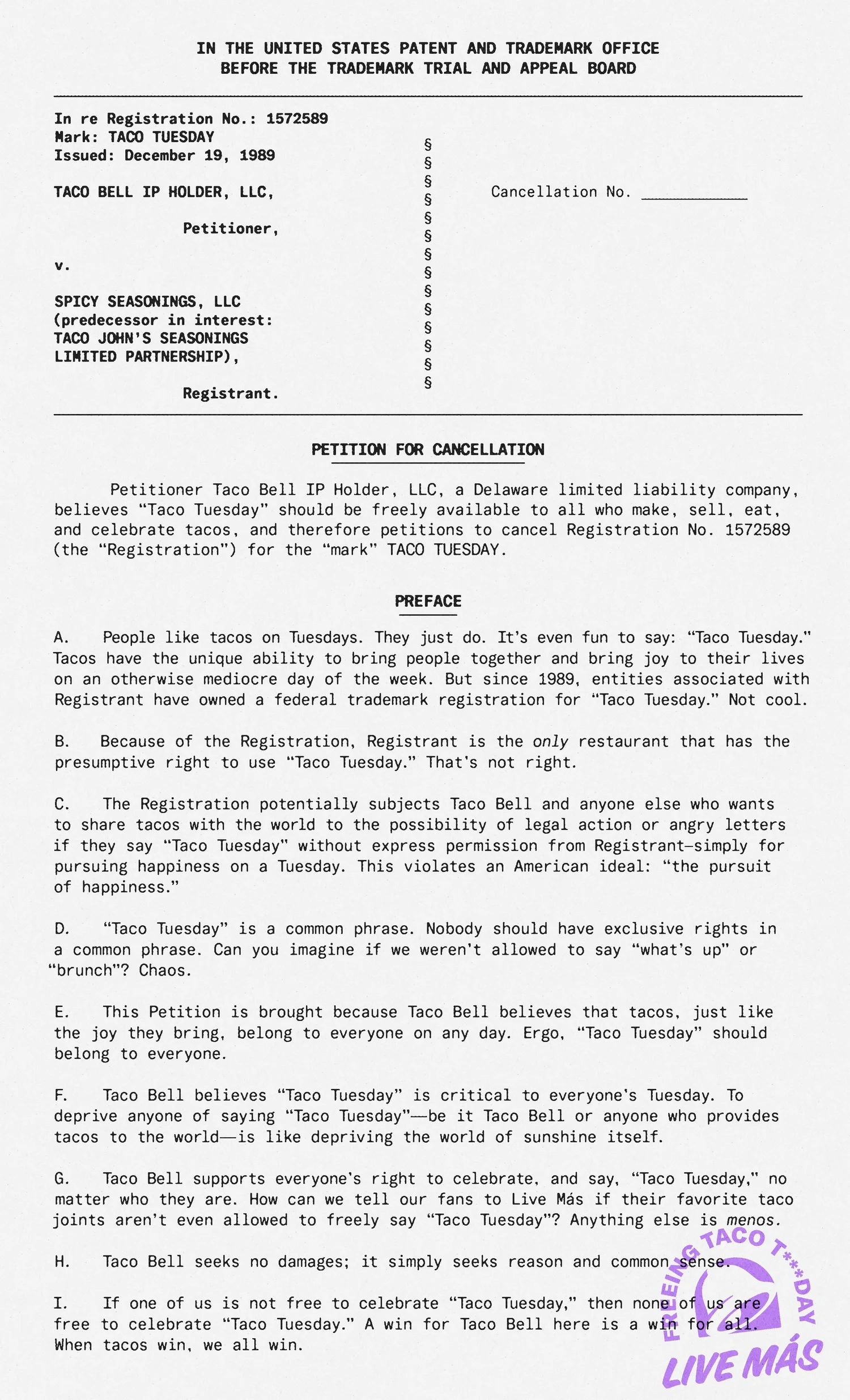 Taco Tuesday petition