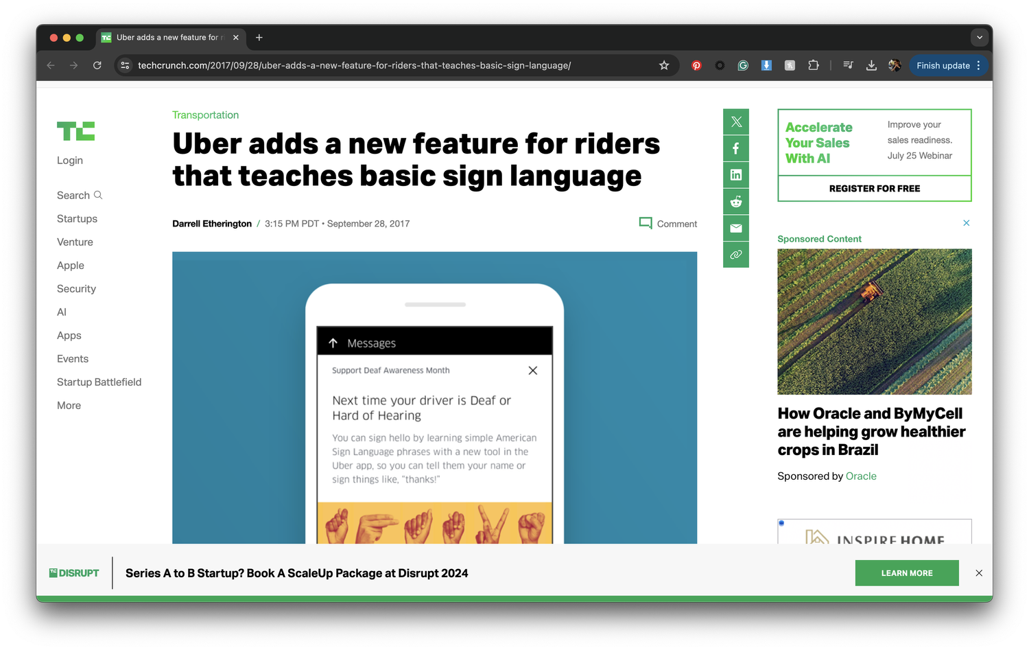 TechCrunch coverage of Uber Sign Language