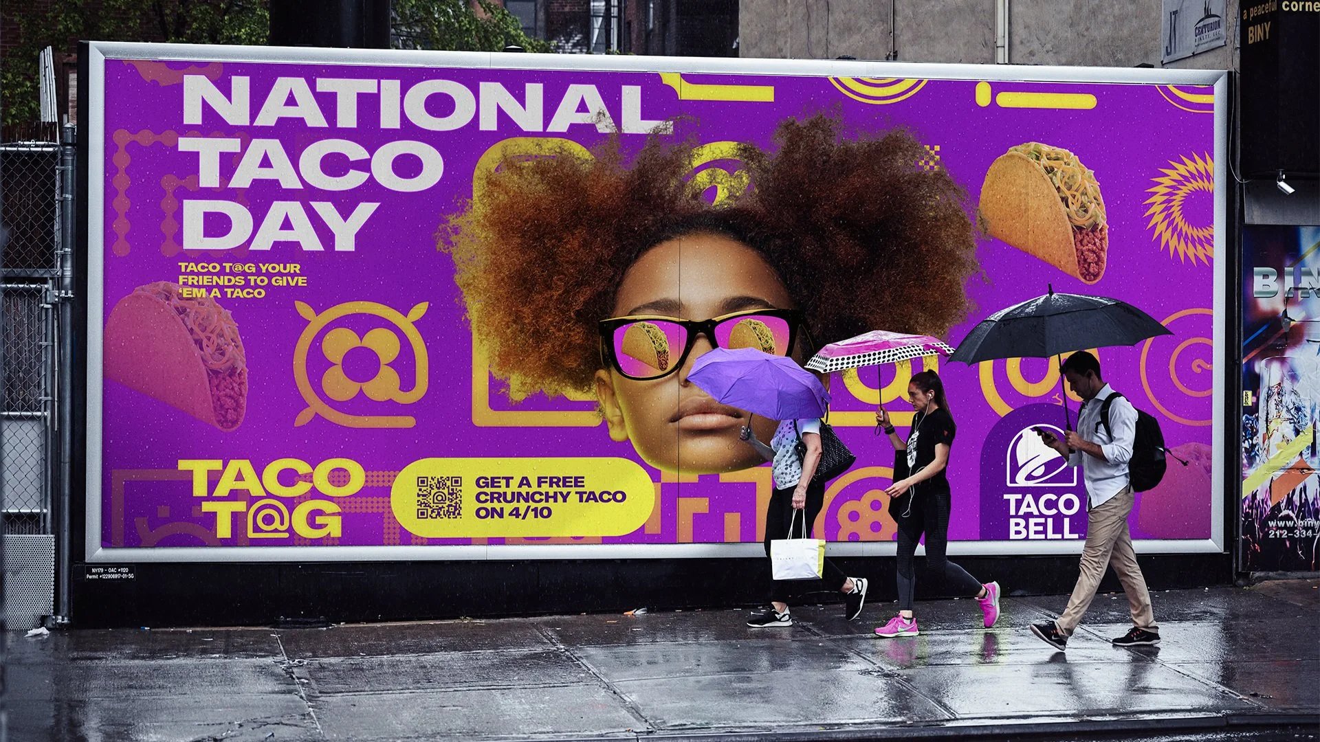 National Taco Day billboard on the street
