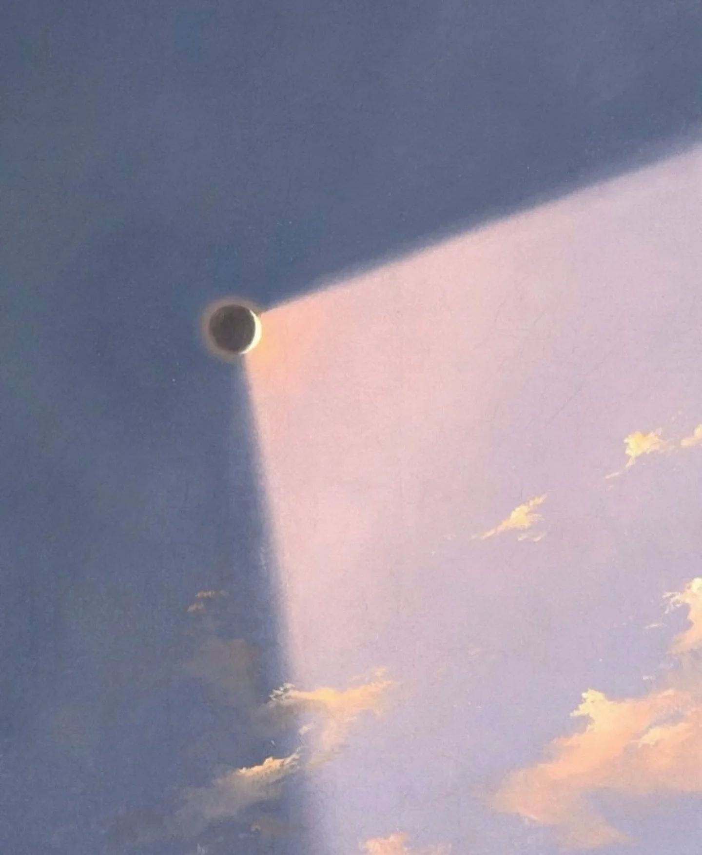 An eclipse over Venice, painted from memory.

Ippolito Caffi witnessed the total solar eclipse of 8 July 1842 and was so deeply affected by it that he could not work for several days. When he finally painted it, he captured less the astronomical phen