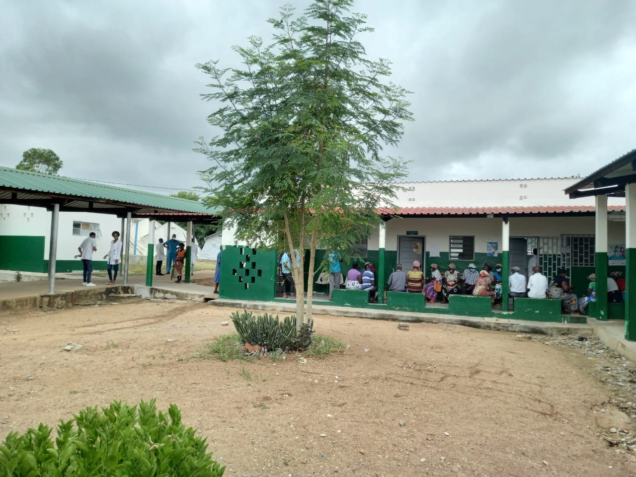 NCD patients wait to be seen by clinic staff