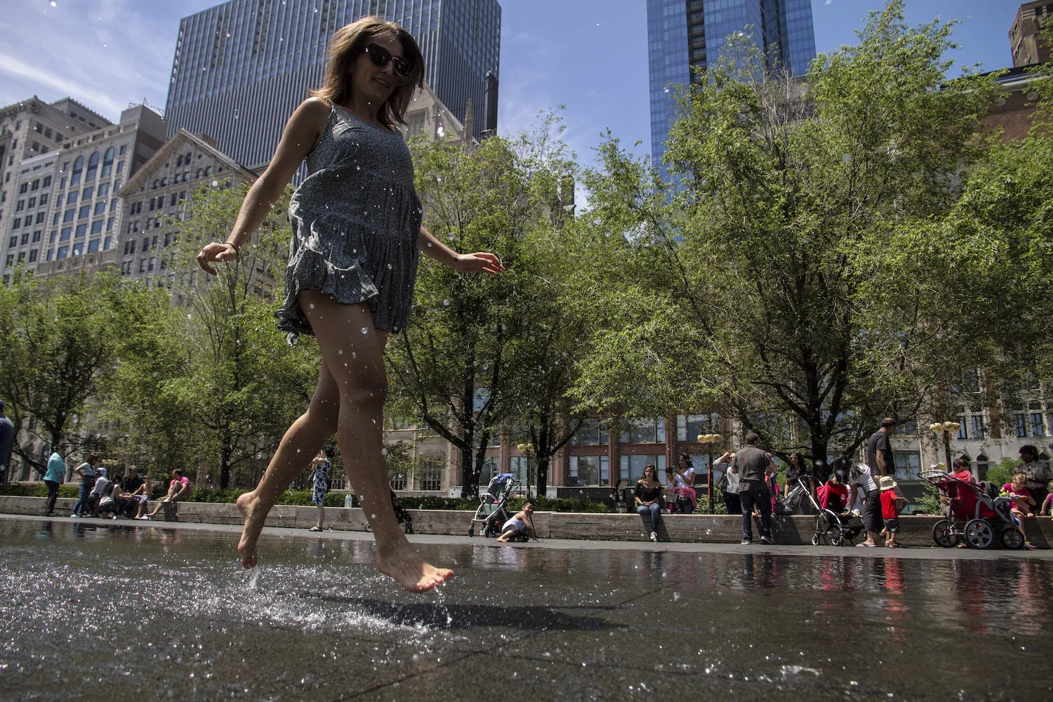 Running through the Crown fountain. A perfect way to cool off!