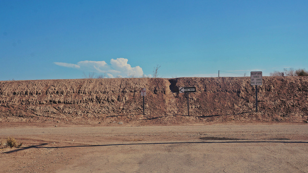   Dikes are built along the access to the beach to prevent flooding.&nbsp; To access the Salton Sea you have to climb over them.  