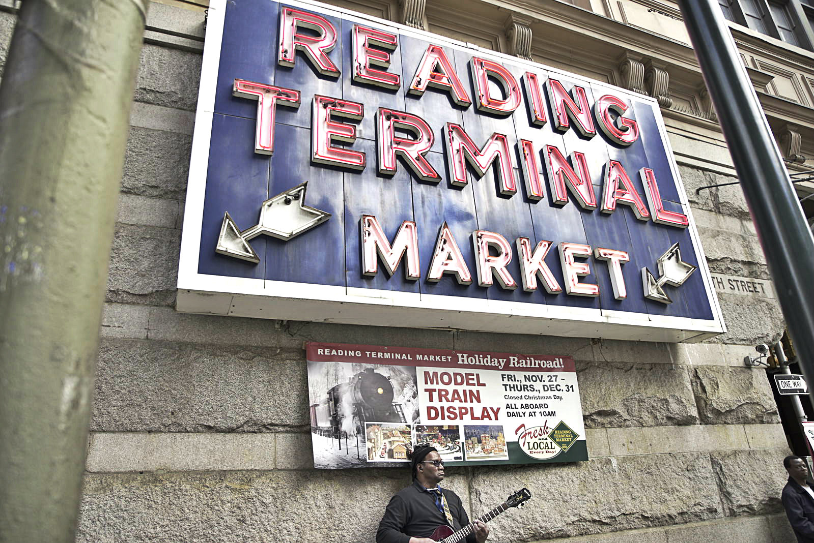 Outside Reading Terminal Market , aka food heaven. Do yourself a favour and go when you're hungry.
