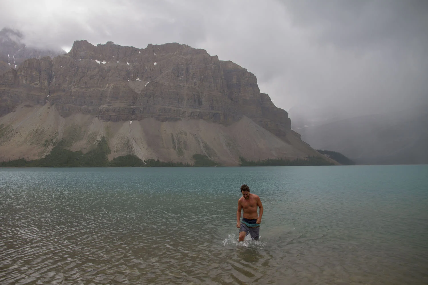 Francois brave enough to take a swim in 4 degrees glacier water.