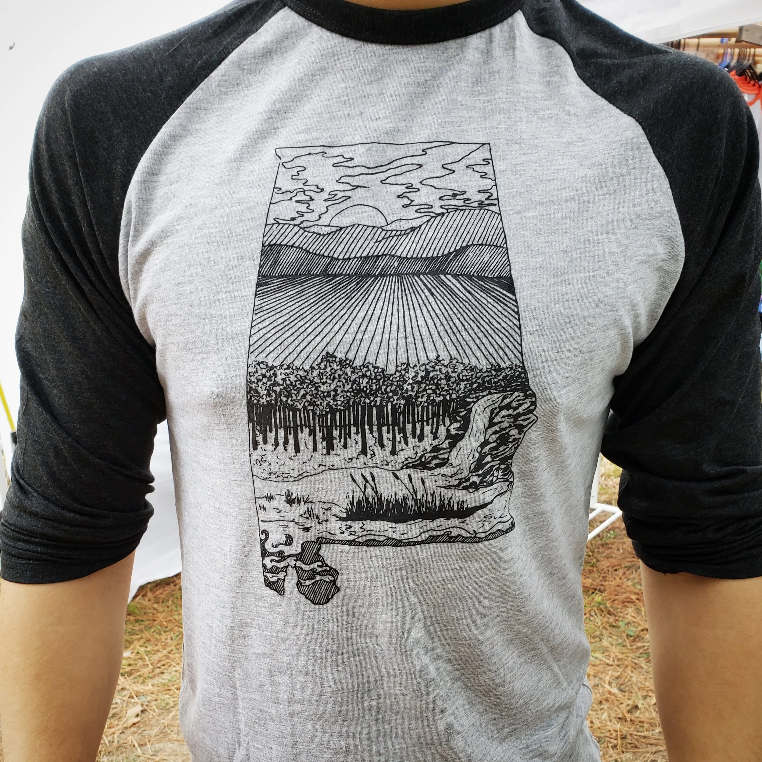 black and green baseball tee