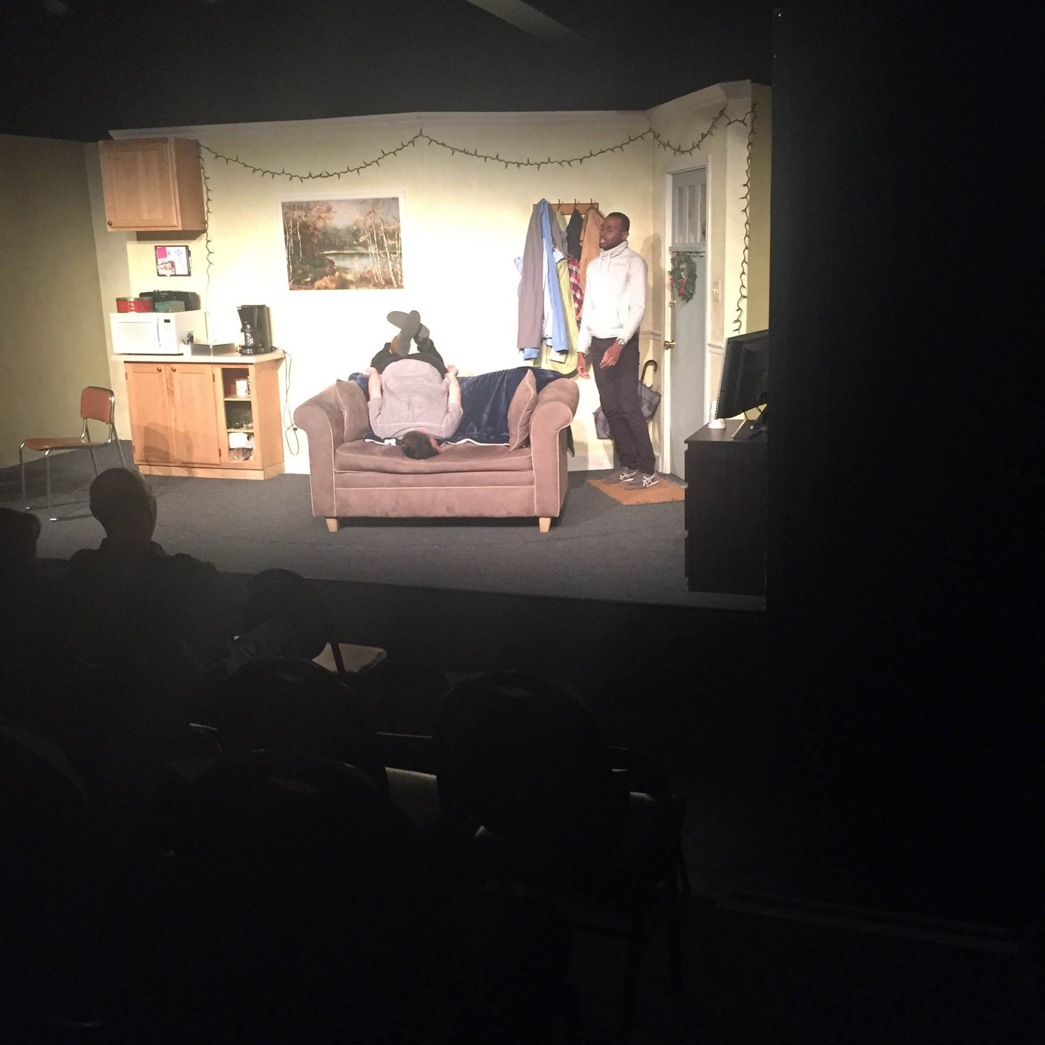 John Schultz and Gavin Whitt improvise on the set of Lost Girls at Theatre exile. 
