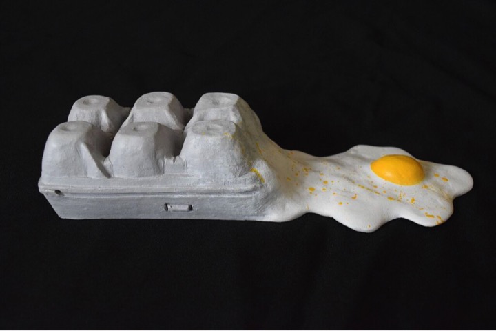 -3 Dimensional Stephanie Gomez work titled "Egg Carton" 