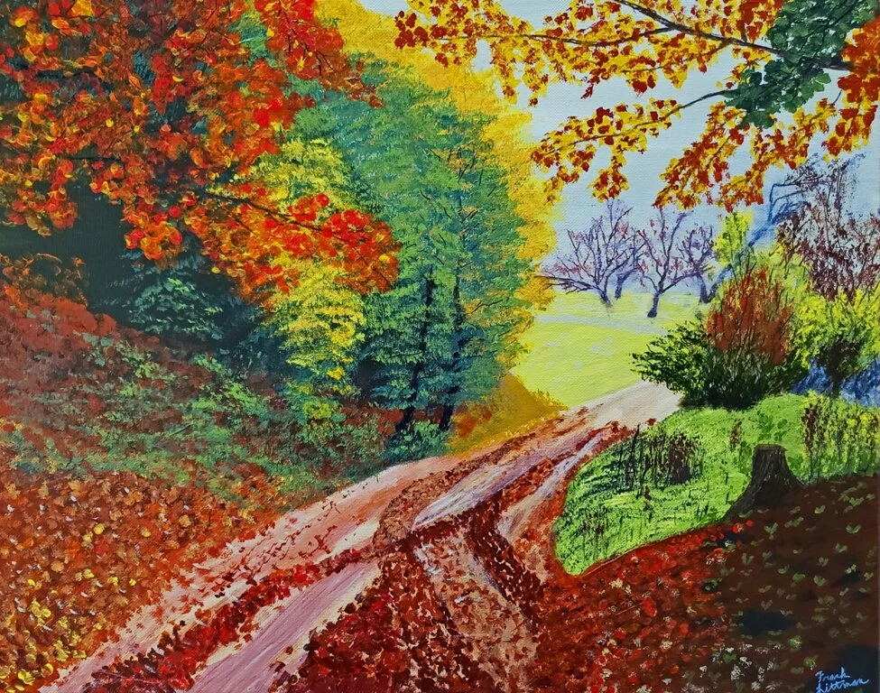 “Country Road in Autumn” - 16”x20” acrylic painting  by Frank Littman