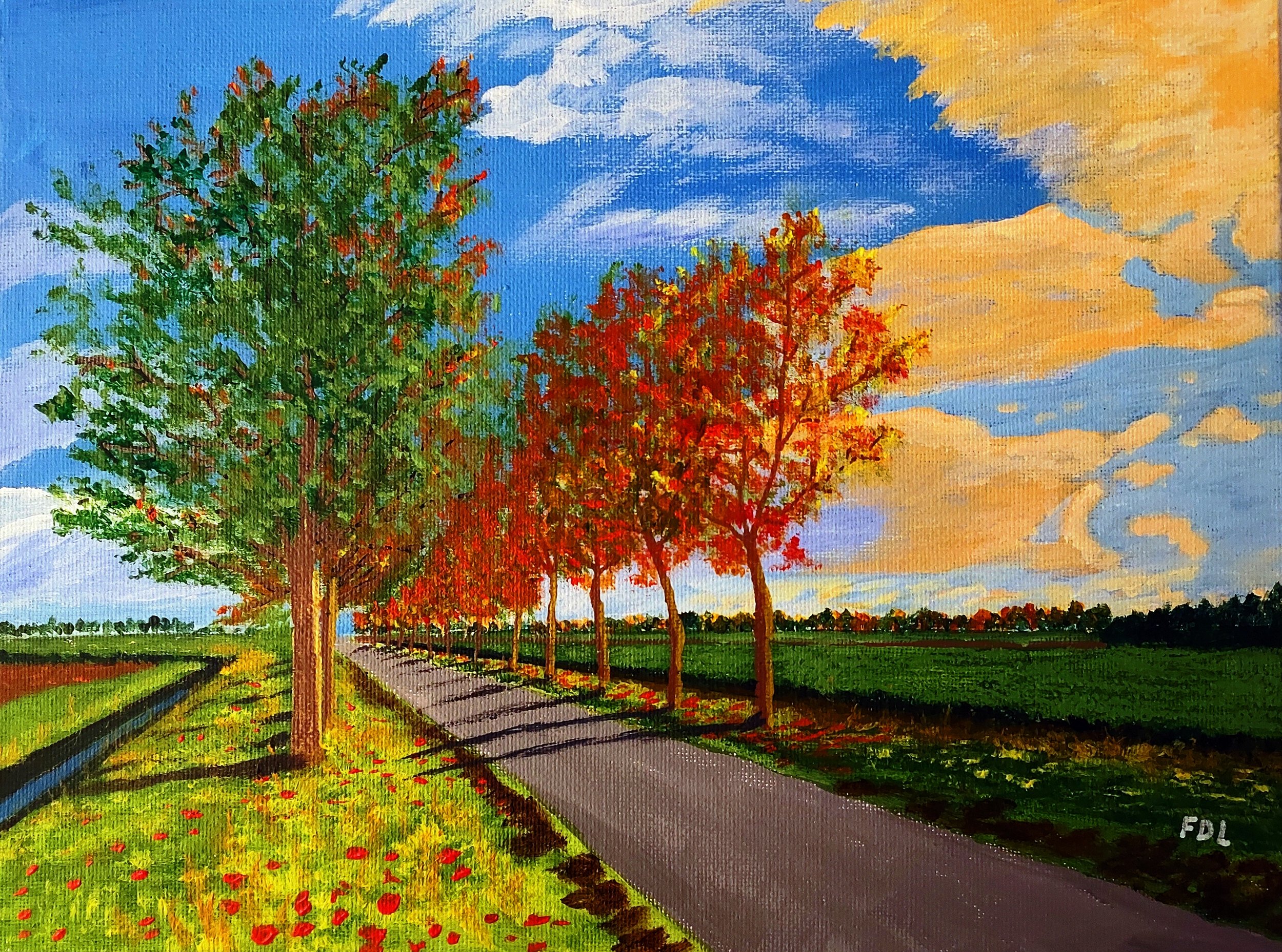 FRALIT001PR - Country Farm Road - A painting by Frank Littman.jpg