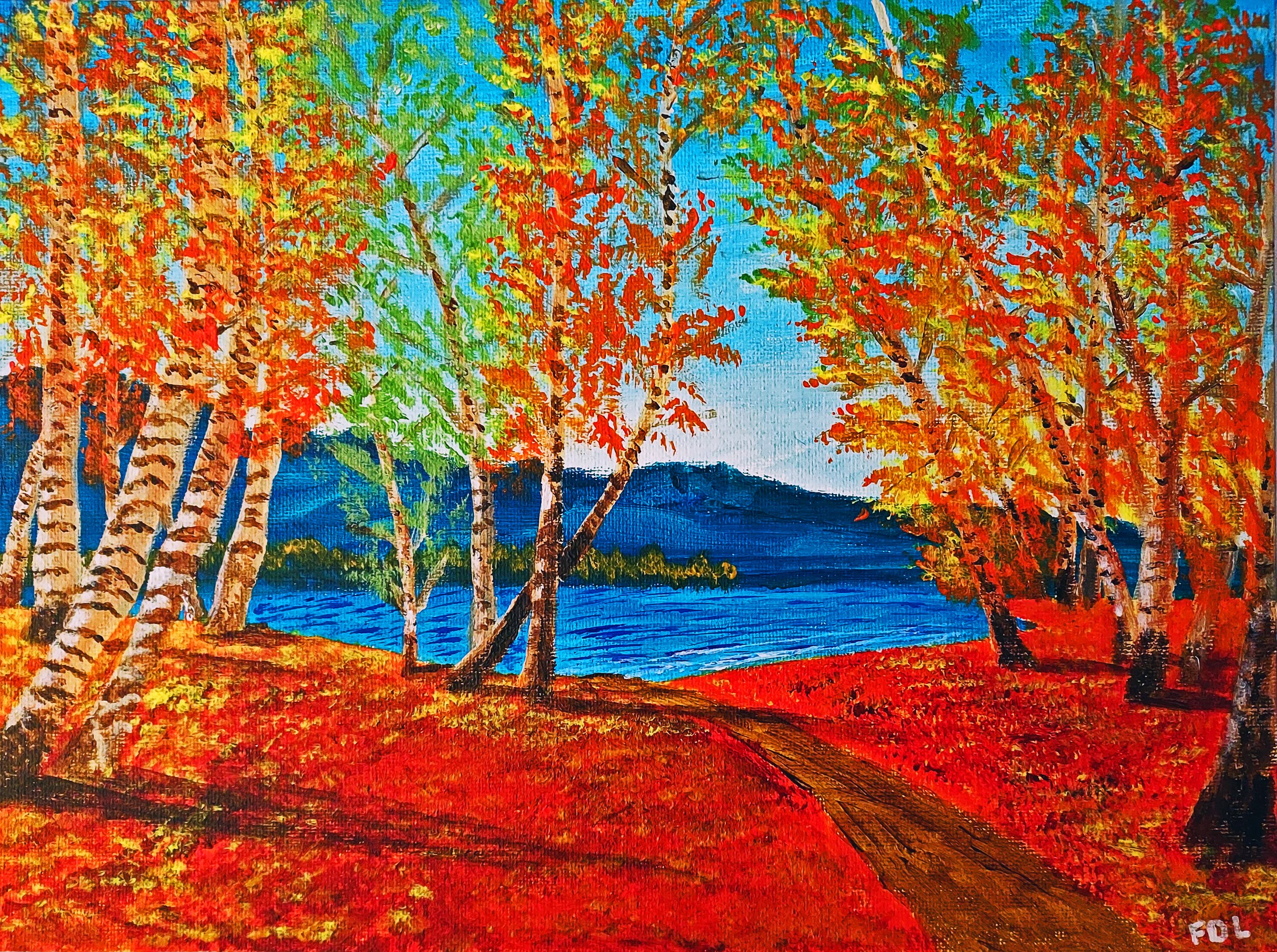 FRALIT002PR - Birch Grove Near Lake in Autumn - A print by Frank Littman.jpg