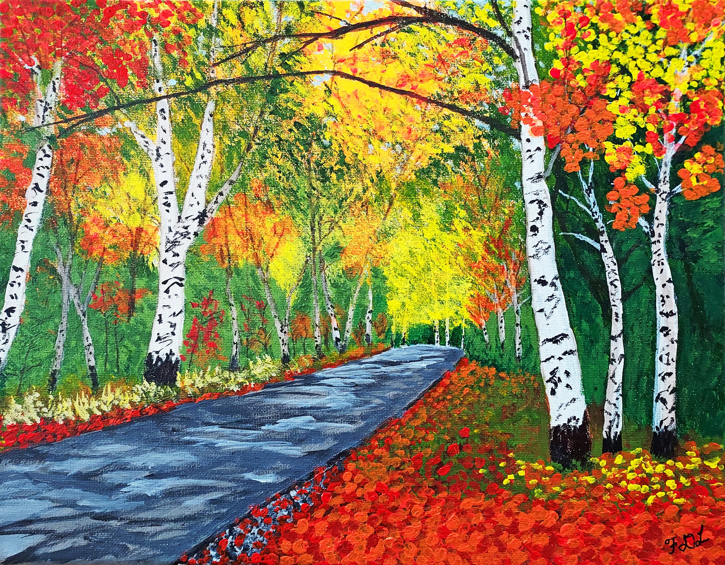 FRALIT005PR - Birch Grove By Highway in Autumn - A print by Frank Littman.jpg