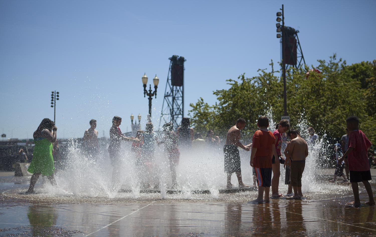 Fountains at Portland Waterfront park