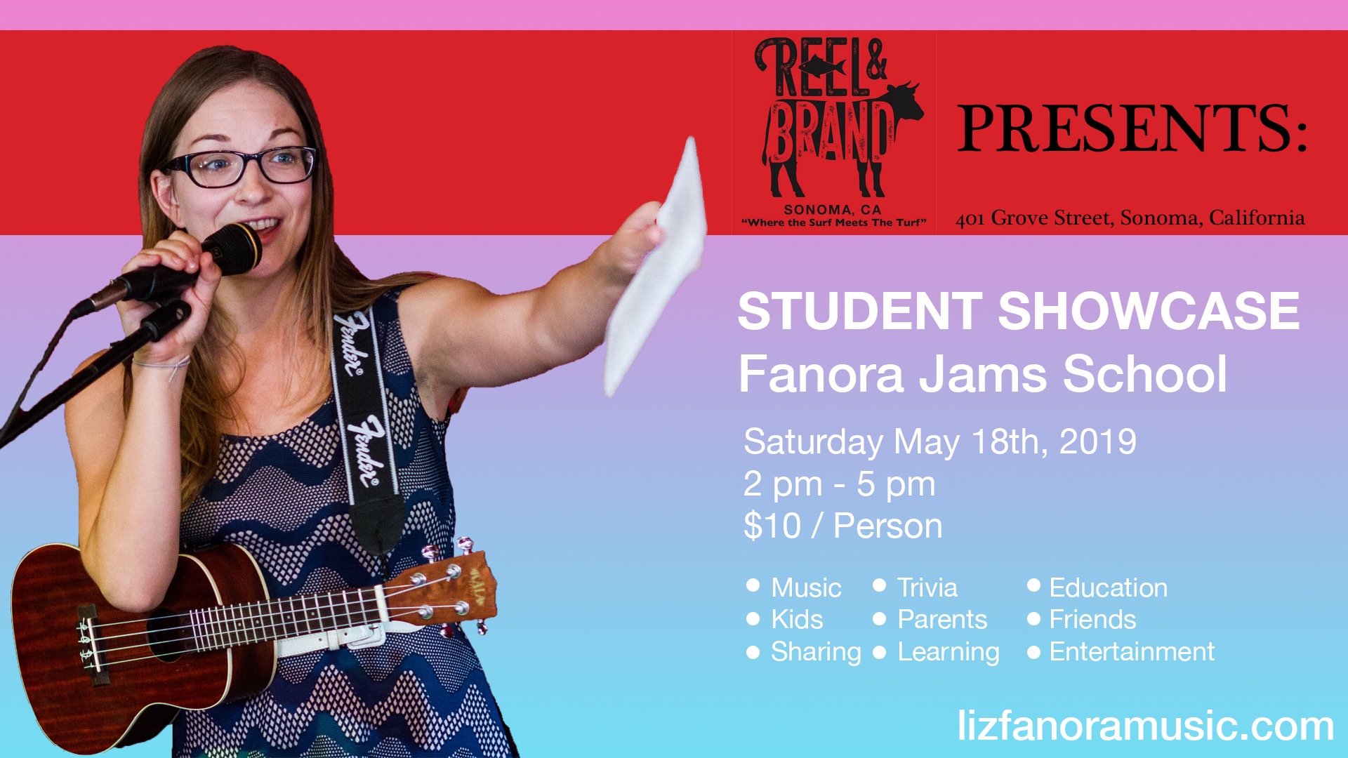 Fanora Jams Arts School students invite YOU to attend this year’s annual spring showcase to support music & theater education! This fun kid-friendly event will showcase kids’ original and cover & dramatical works. Plus, there will be exciting & educational trivia! What prizes might you win!? Tickets are $10 per person at the door. Proceeds go to Fanora Jams School for rentals, events & scholarships.