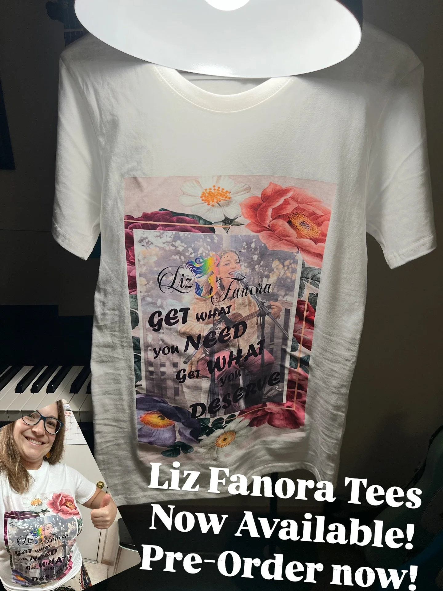 Merchandise is coming!! Order your Liz Fanora t-shirt NOW! Let me know your size and drop $25 via Venmo @LizFanoraJones to get yours ASAP! 👕 🎶 💿 💕 💐