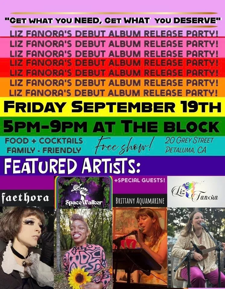 I am unbelievably excited lately as I am about to release my debut solo album!!!! 💿🎶💖🎉 I&rsquo;ll be having a release party at The Block Petaluma on Friday September 19th from 5pm-9pm, and opening for me will be some other incredible local empowe