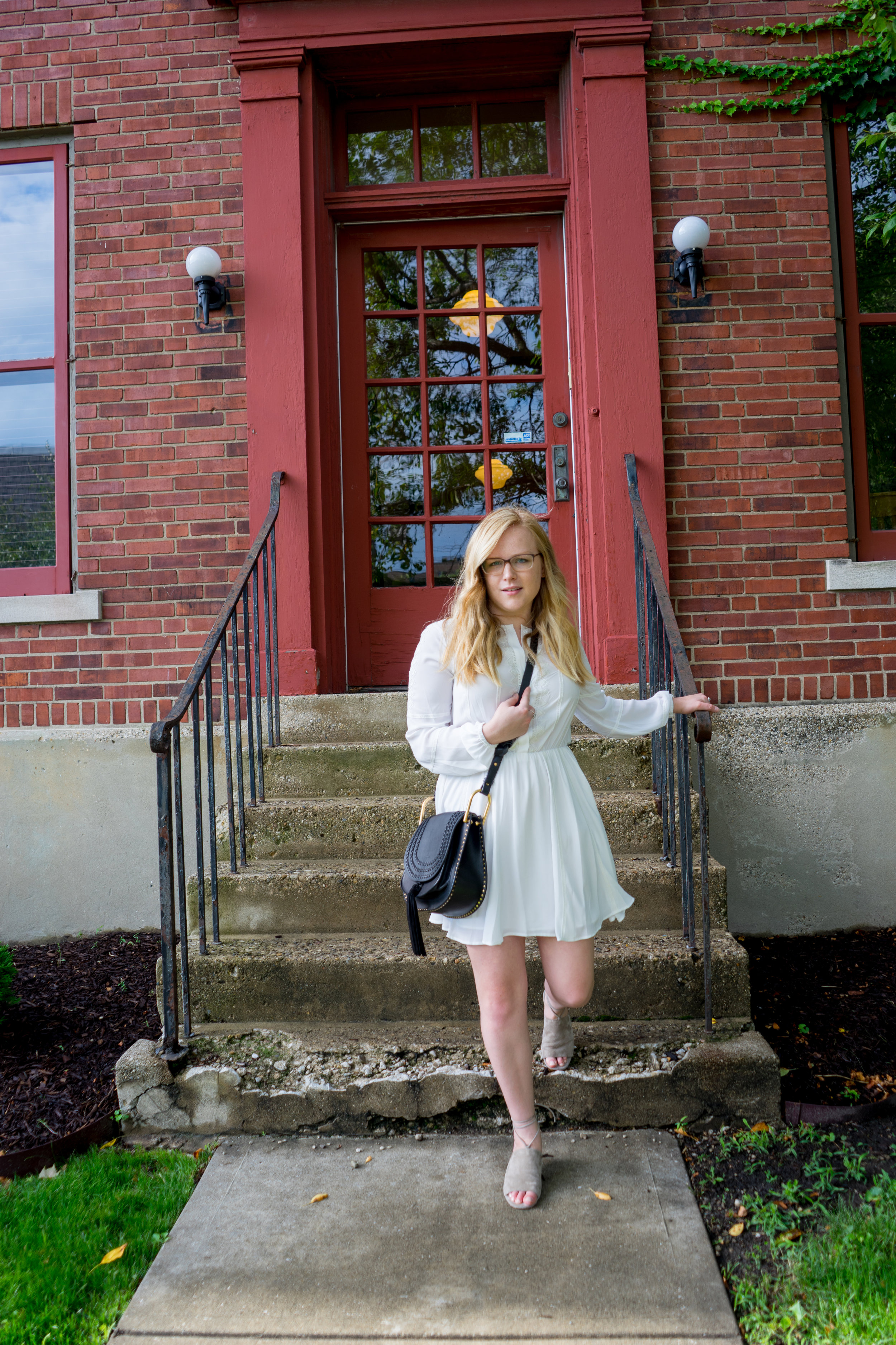 Maggie a la Mode - Chloe Hudson Tasseled Leather Crossbody Bag,  Rebecca Minkoff Tammy Dress, Vince Damon Sandal