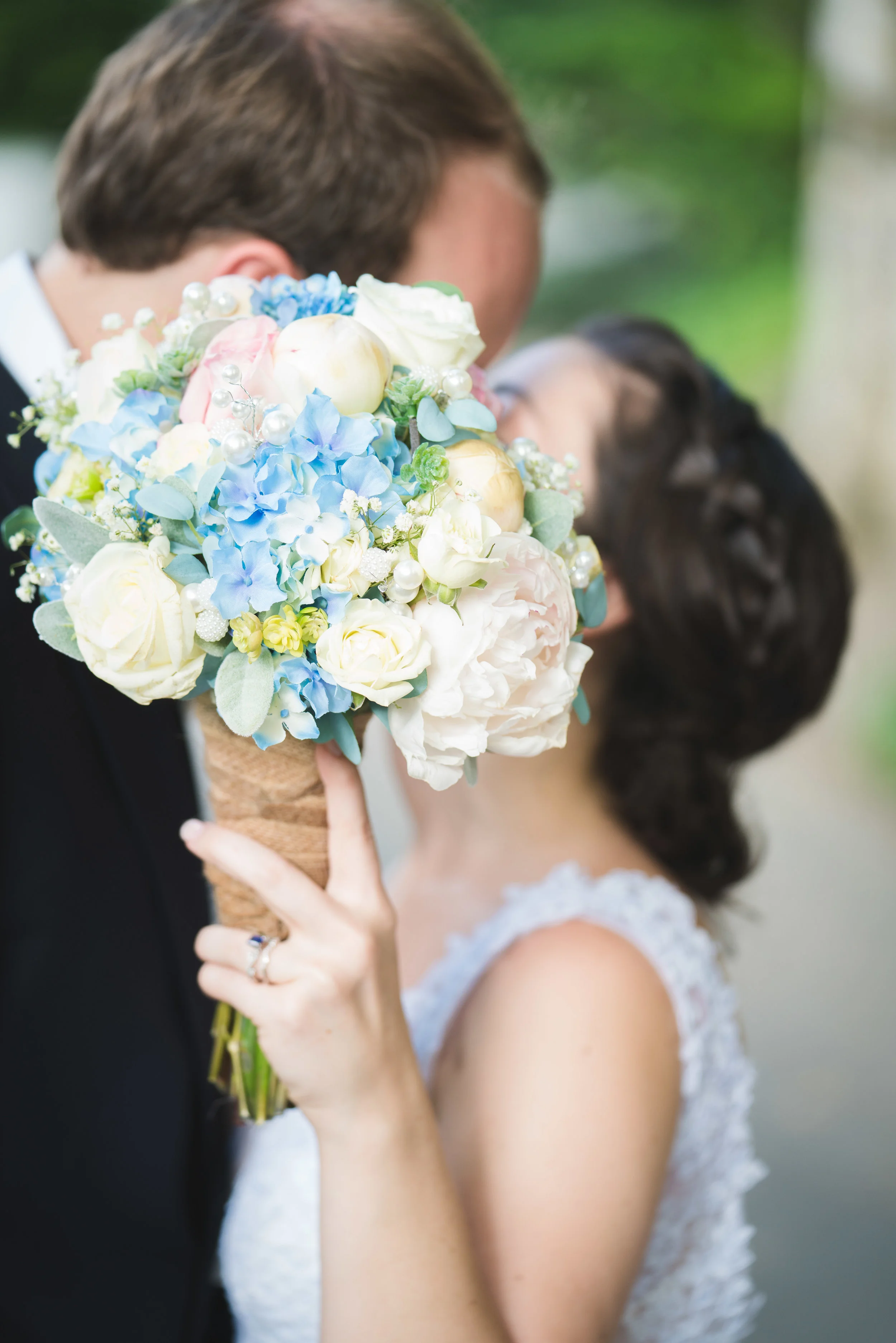Bride and groom, Falls Park Downtown Greenville Wedding